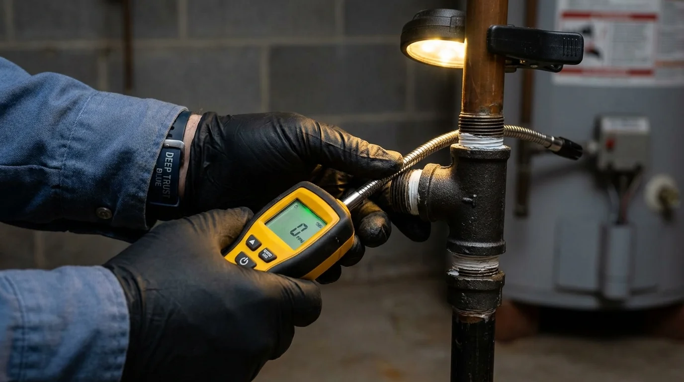 Gas leak detection with electronic sniffer by Johns Plumbing LLC in Atlantic Beach