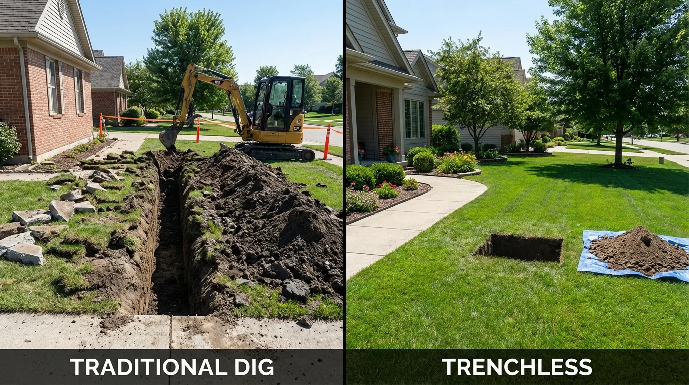 Trenchless sewer repair with minimal yard damage versus traditional excavation in Atlantic Beach, FL